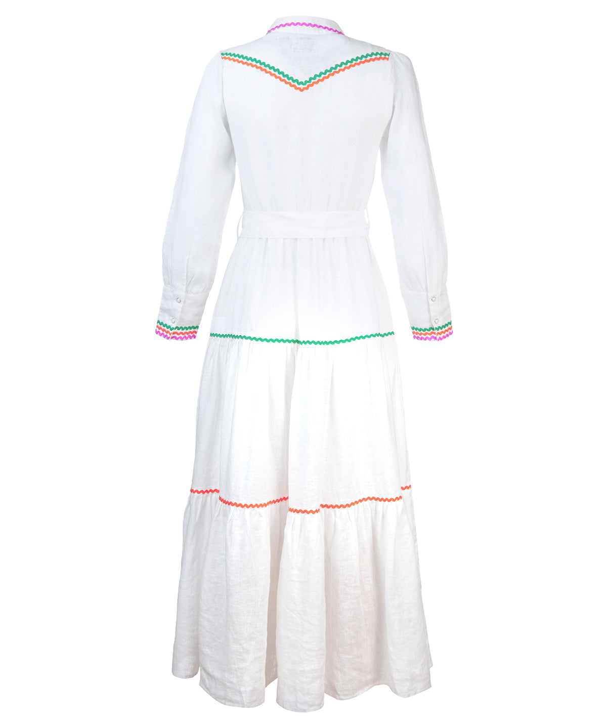 Vestido Lino Orgánico Mujer Ebano Blanco Rockford