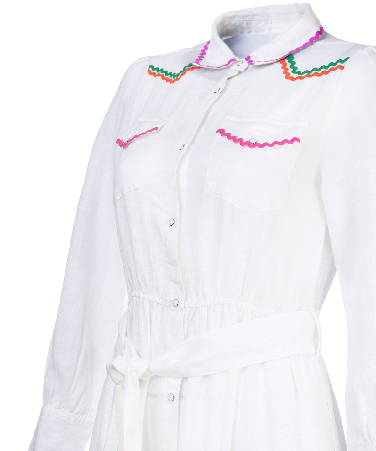 Vestido Lino Orgánico Mujer Ebano Blanco Rockford