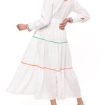 Vestido Lino Orgánico Mujer Ebano Blanco Rockford