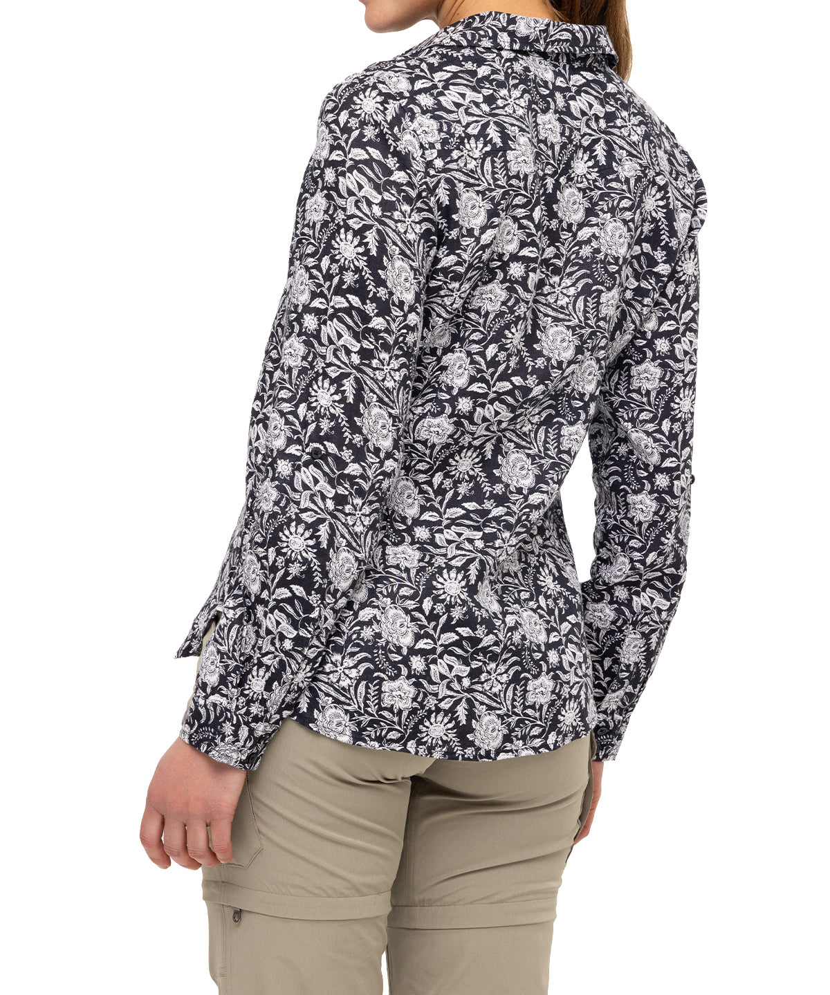 Blusa Lino Orgánico Mujer Lirioprint Gris Oscuro Rockford