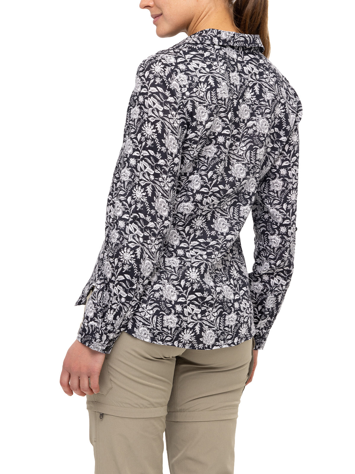 Blusa Lino Orgánico Mujer Lirioprint Gris Oscuro Rockford