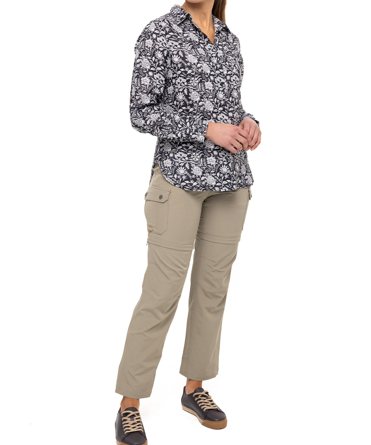 Blusa Lino Orgánico Mujer Lirioprint Gris Oscuro Rockford