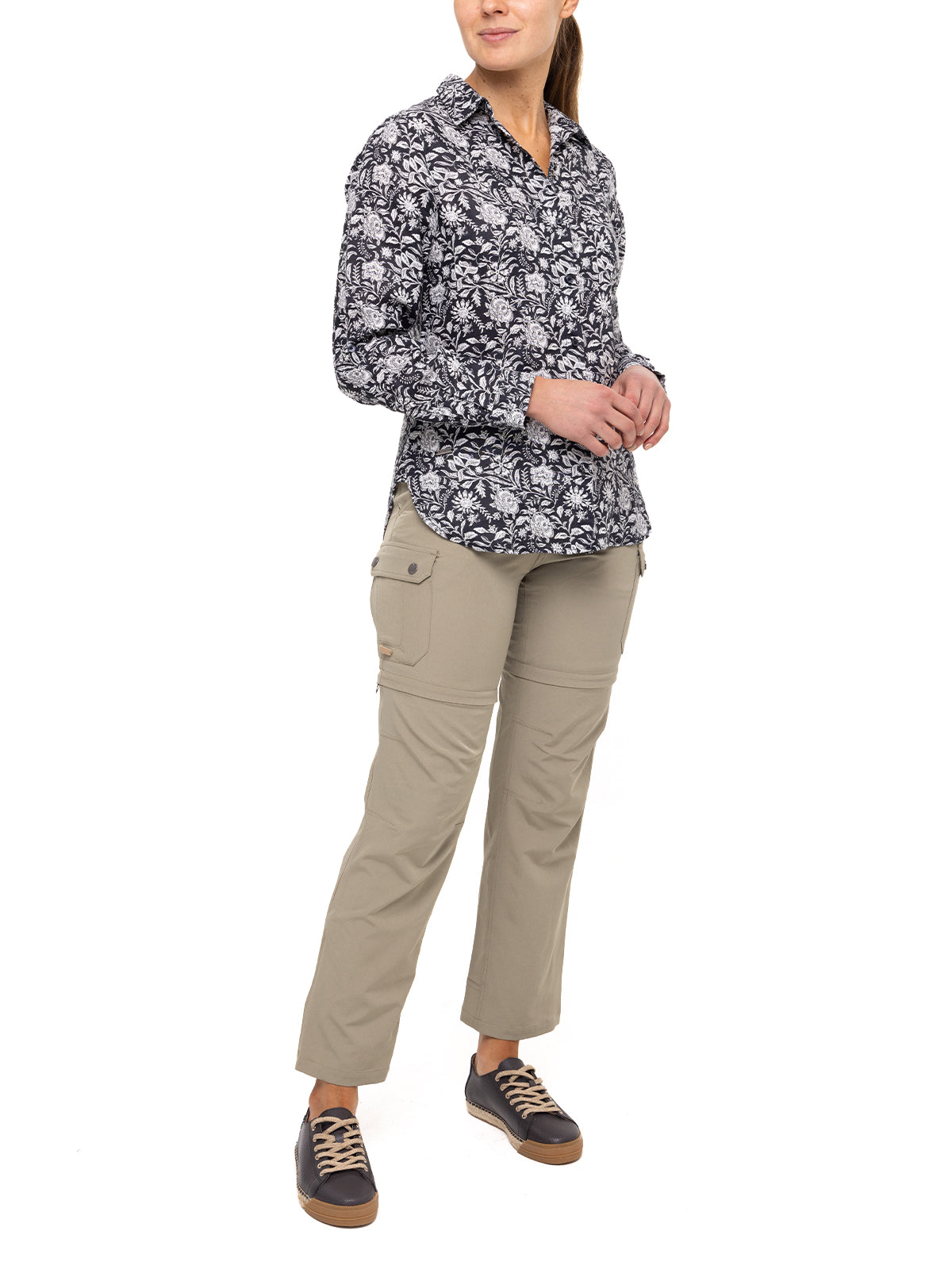 Blusa Lino Orgánico Mujer Lirioprint Gris Oscuro Rockford