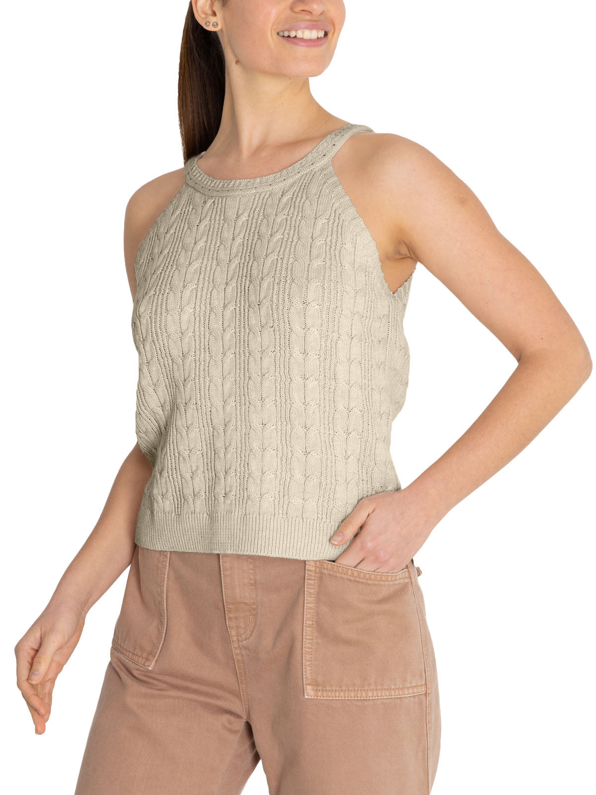 Polera Algodón Orgánico Mujer Samar Beige Rockford