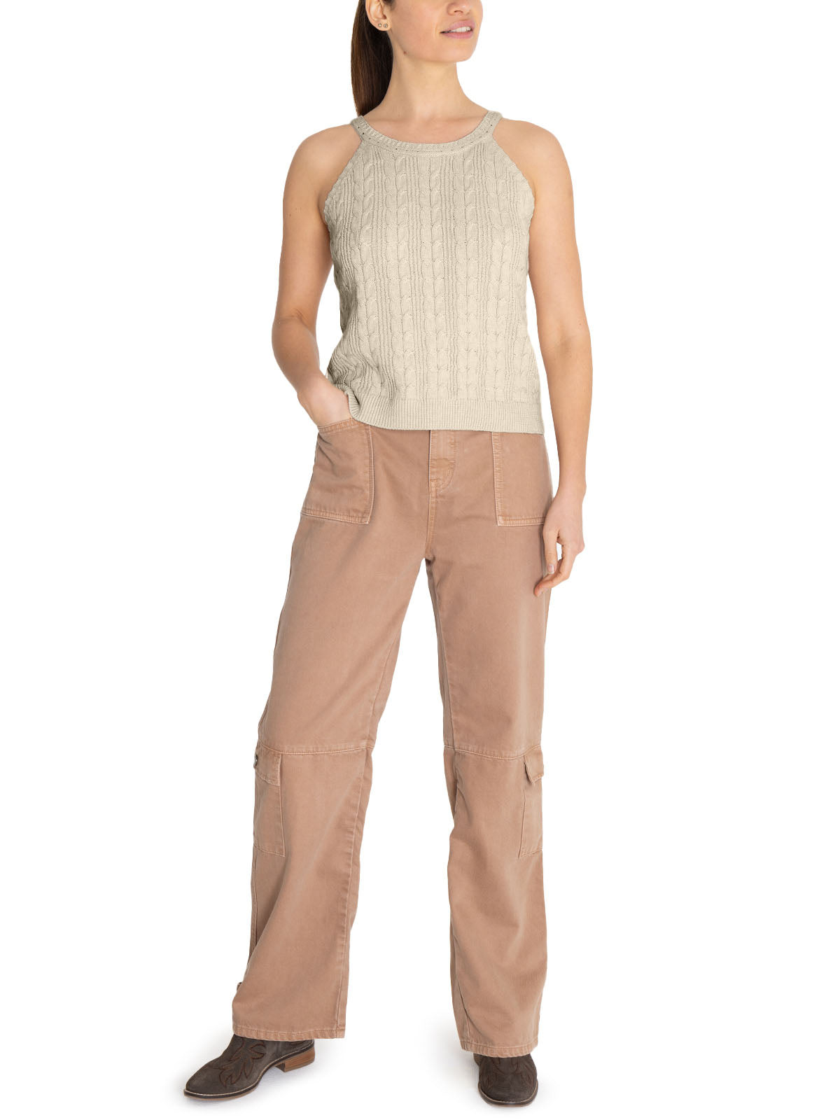 Polera Algodón Orgánico Mujer Samar Beige Rockford