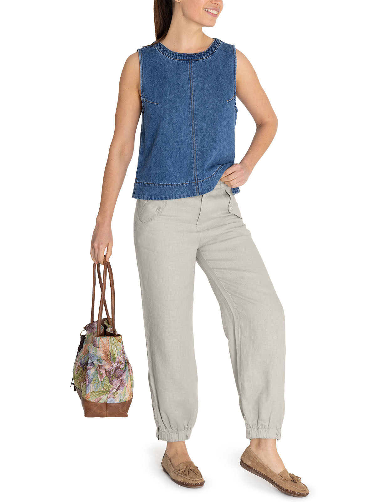 Pantalón Lino Orgánico Mujer Blake Beige Rockford