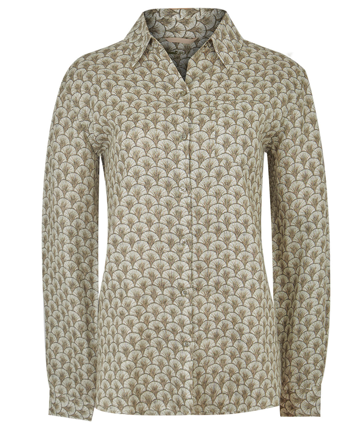 Blusa Lino Orgánico Mujer Lirioprint Verde Musgo Rockford