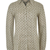 Blusa Lino Orgánico Mujer Lirioprint Verde Musgo Rockford