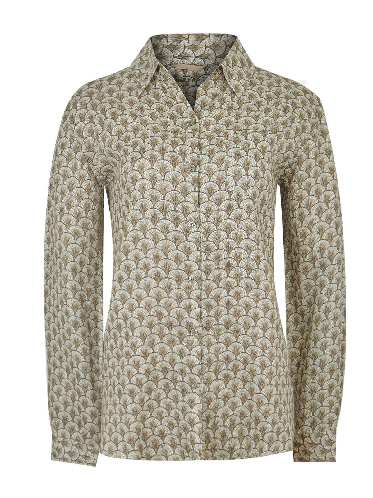 Blusa Lino Orgánico Mujer Lirioprint Verde Musgo Rockford