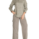 Blusa Lino Orgánico Mujer Lirioprint Verde Musgo Rockford