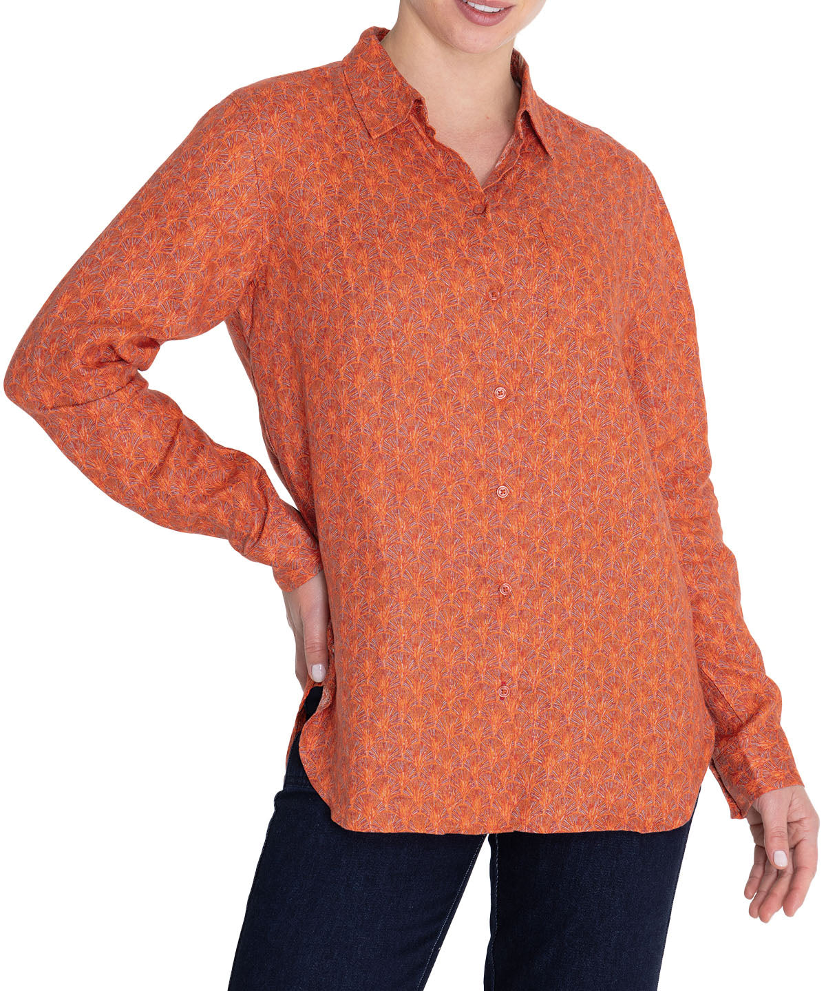 Blusa Lino Orgánico Mujer Lirioprint Burdeo Rockford