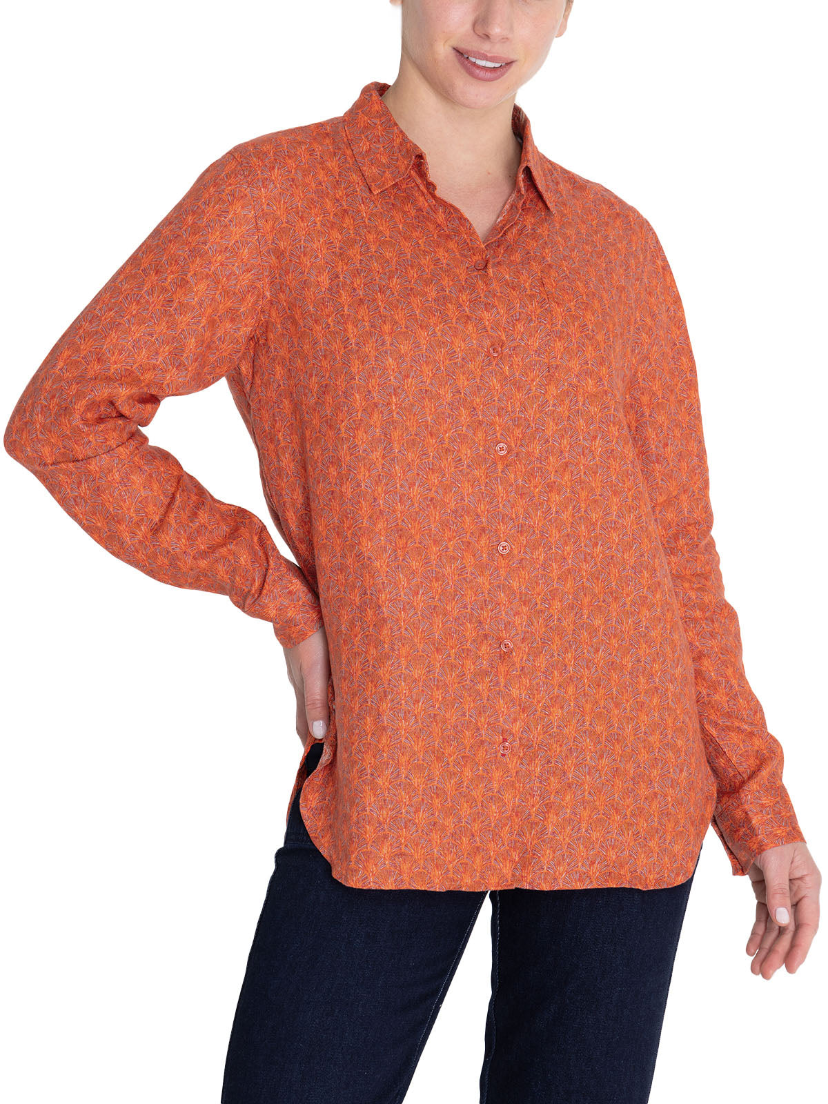 Blusa Lino Orgánico Mujer Lirioprint Burdeo Rockford