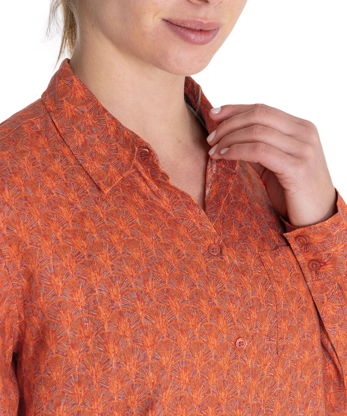 Blusa Lino Orgánico Mujer Lirioprint Burdeo Rockford
