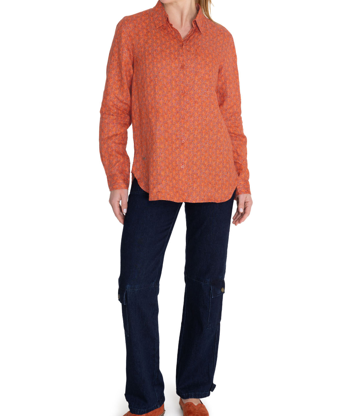 Blusa Lino Orgánico Mujer Lirioprint Burdeo Rockford