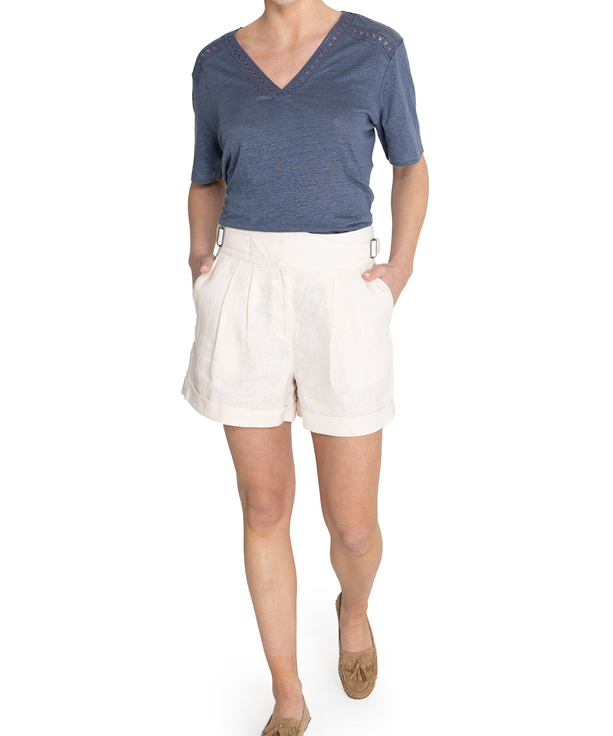 Short Lino Orgánico Mujer Anoum Beige Rockford