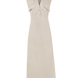 Vestido Lino Orgánico Mujer Moai Beige Rockford