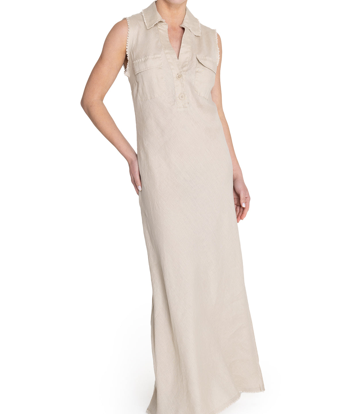 Vestido Lino Orgánico Mujer Moai Beige Rockford