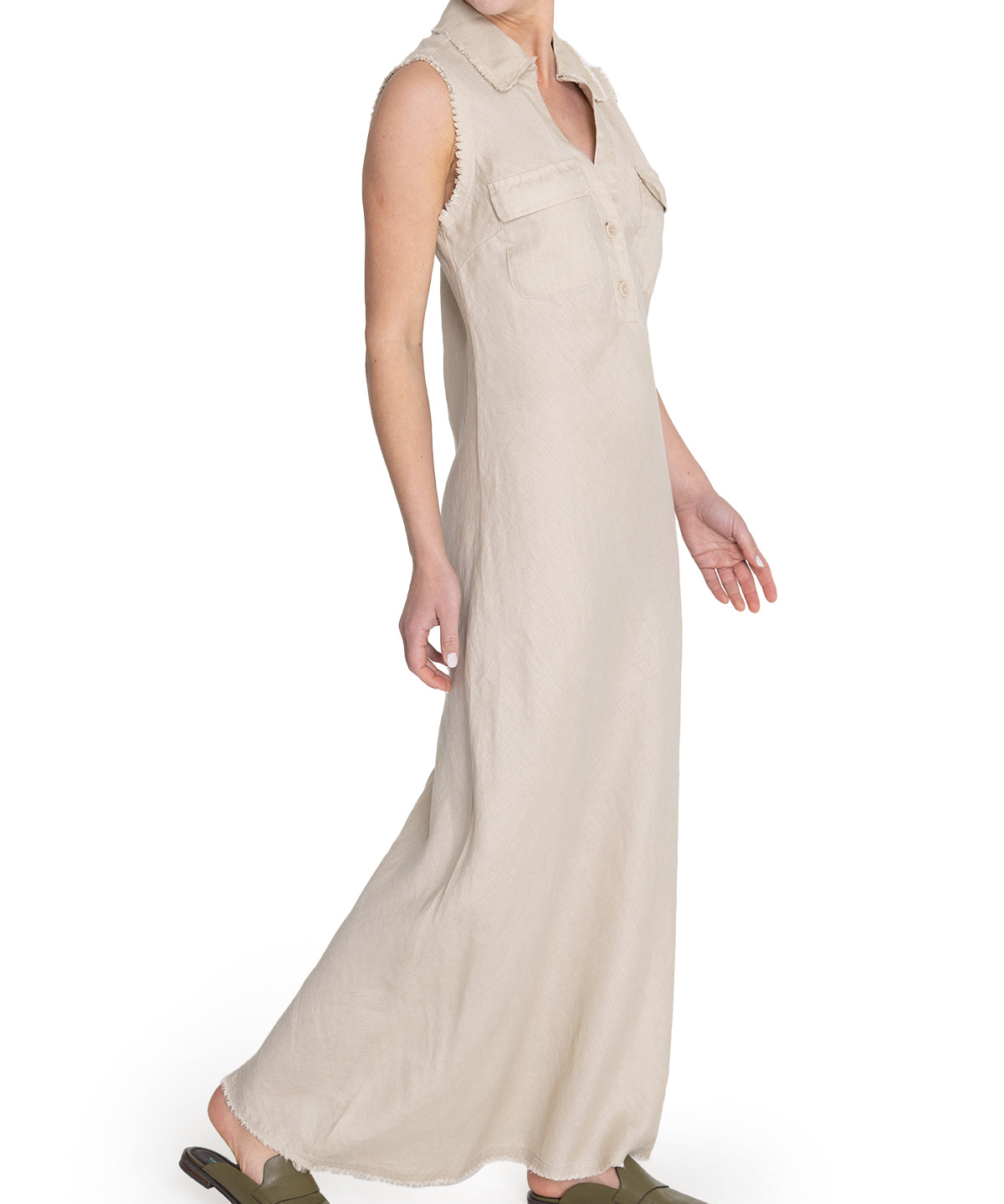 Vestido Lino Orgánico Mujer Moai Beige Rockford