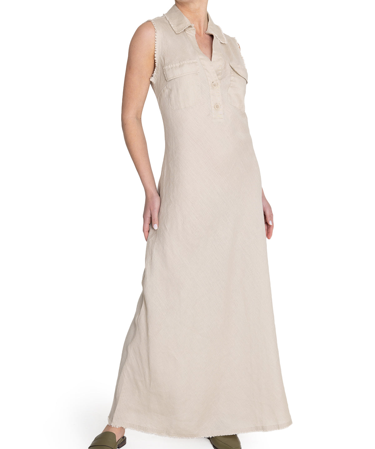 Vestido Lino Orgánico Mujer Moai Beige Rockford