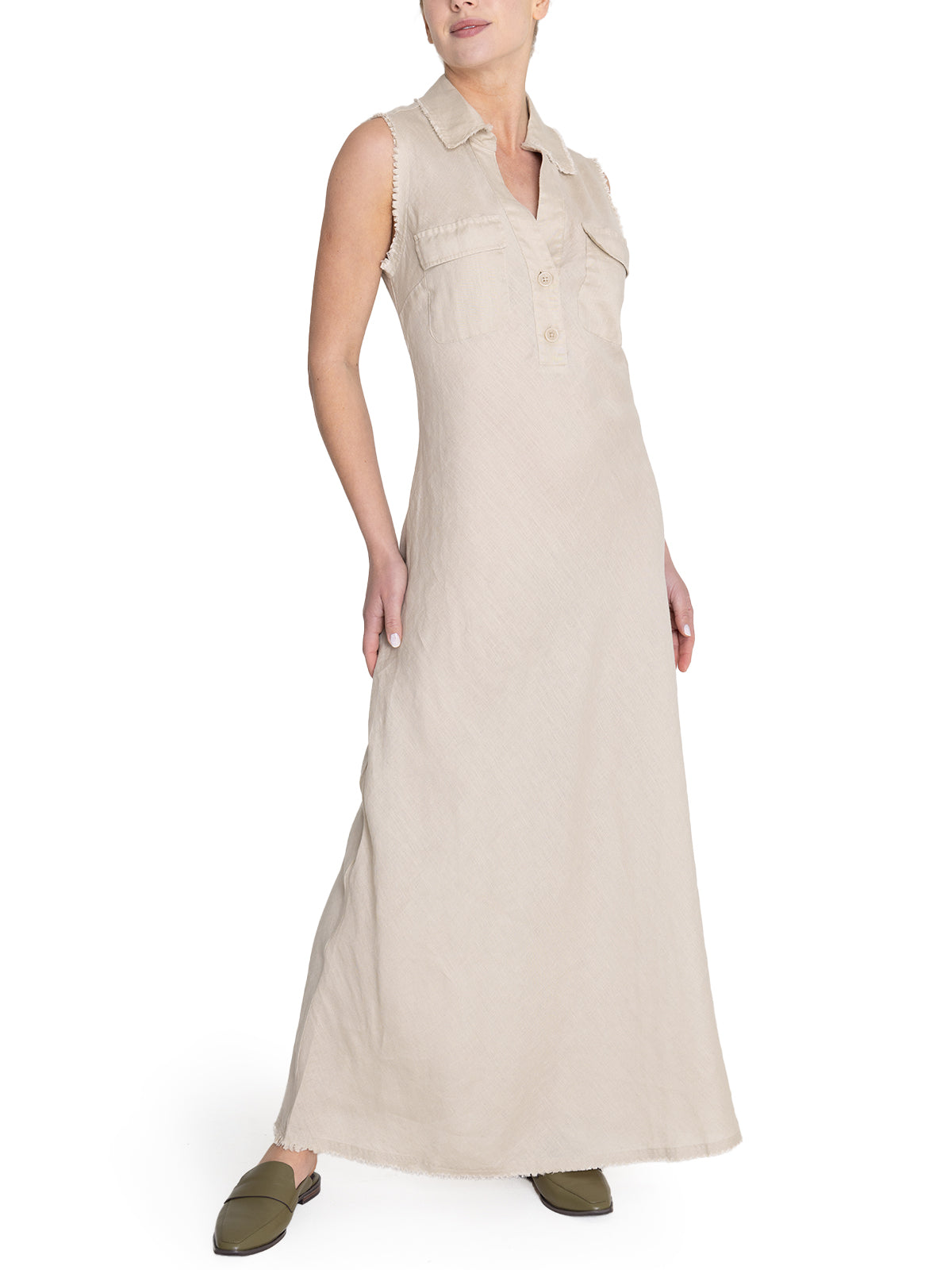 Vestido Lino Orgánico Mujer Moai Beige Rockford