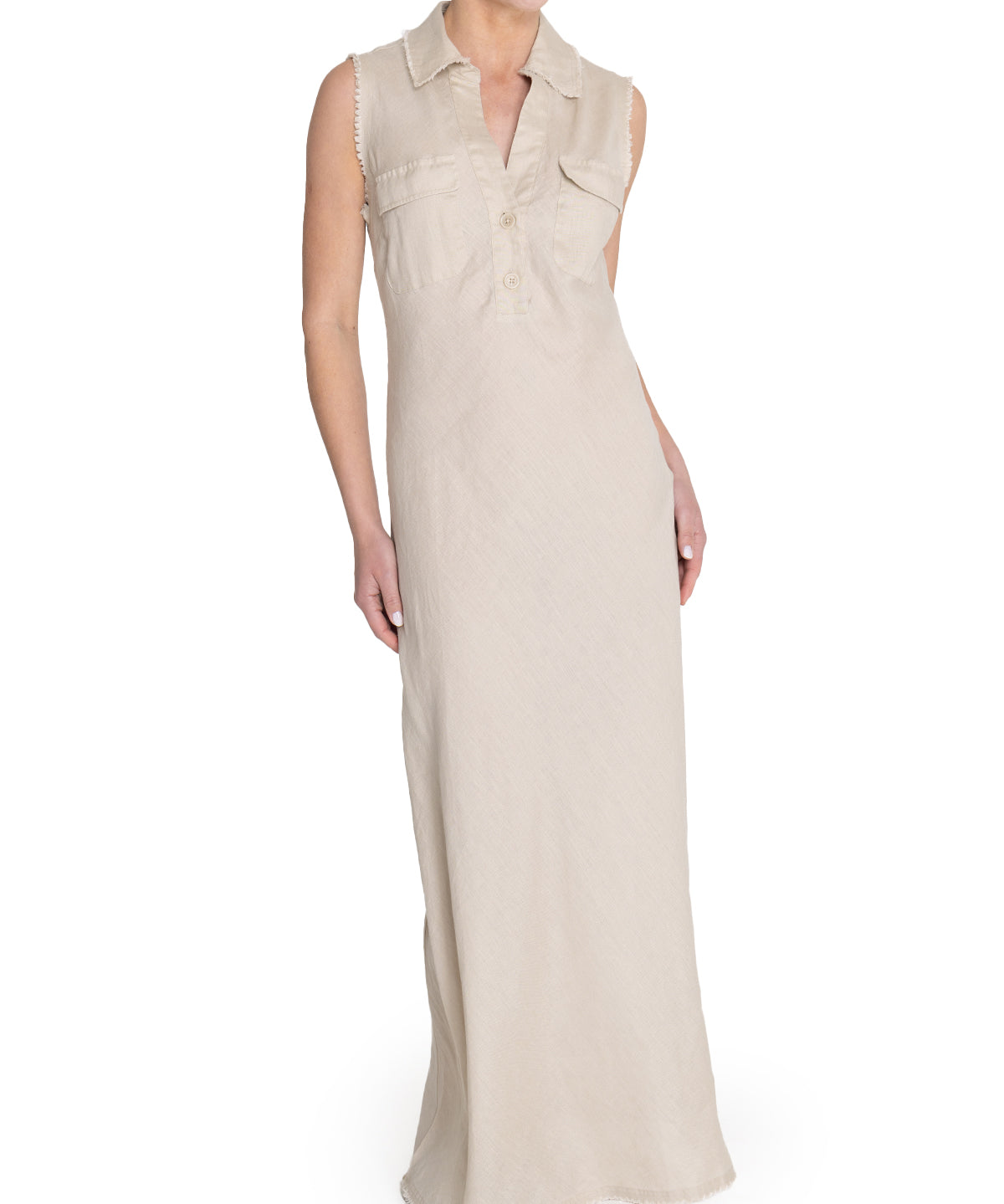 Vestido Lino Orgánico Mujer Moai Beige Rockford