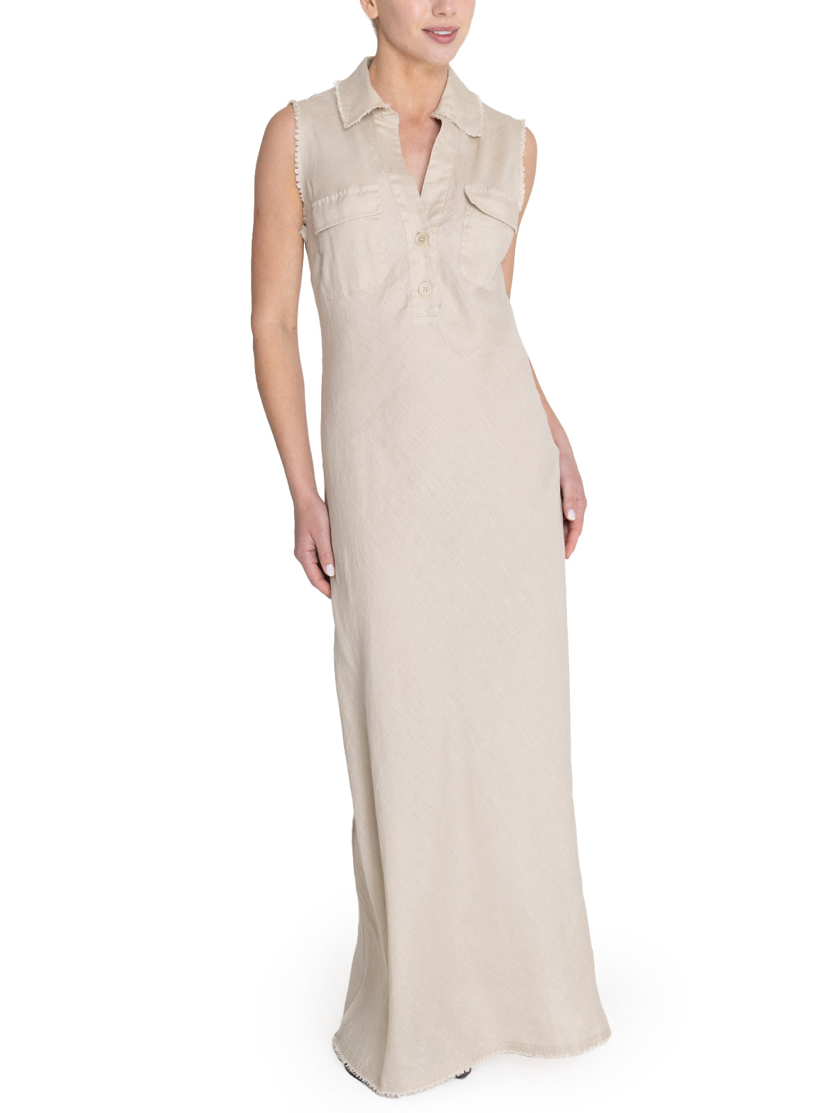 Vestido Lino Orgánico Mujer Moai Beige Rockford