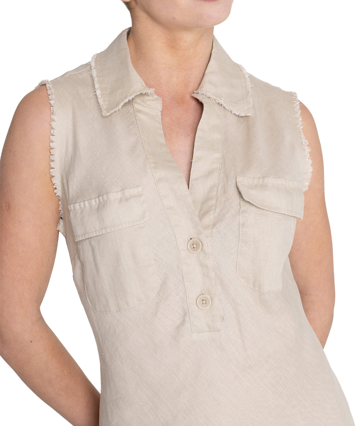 Vestido Lino Orgánico Mujer Moai Beige Rockford