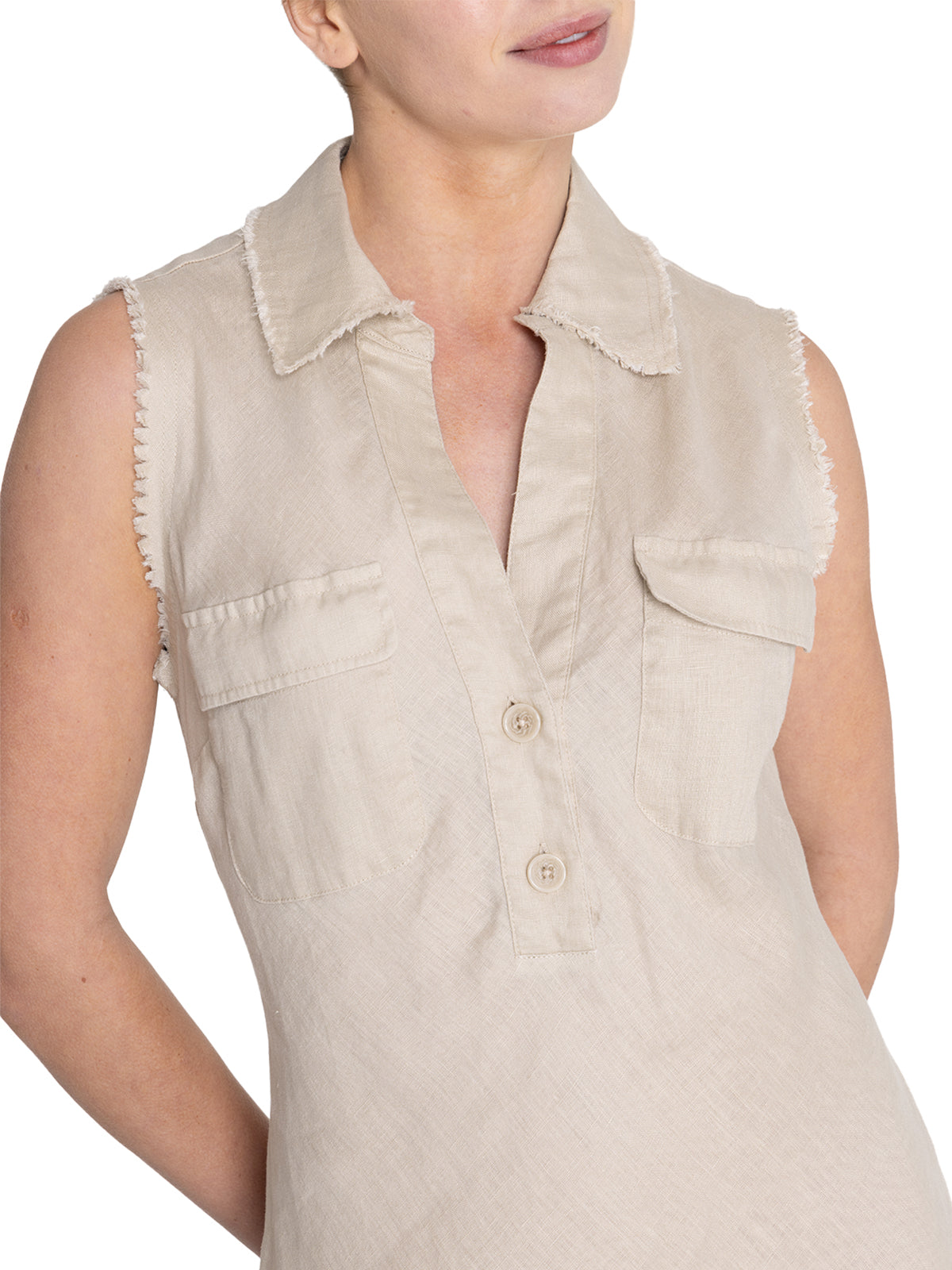 Vestido Lino Orgánico Mujer Moai Beige Rockford