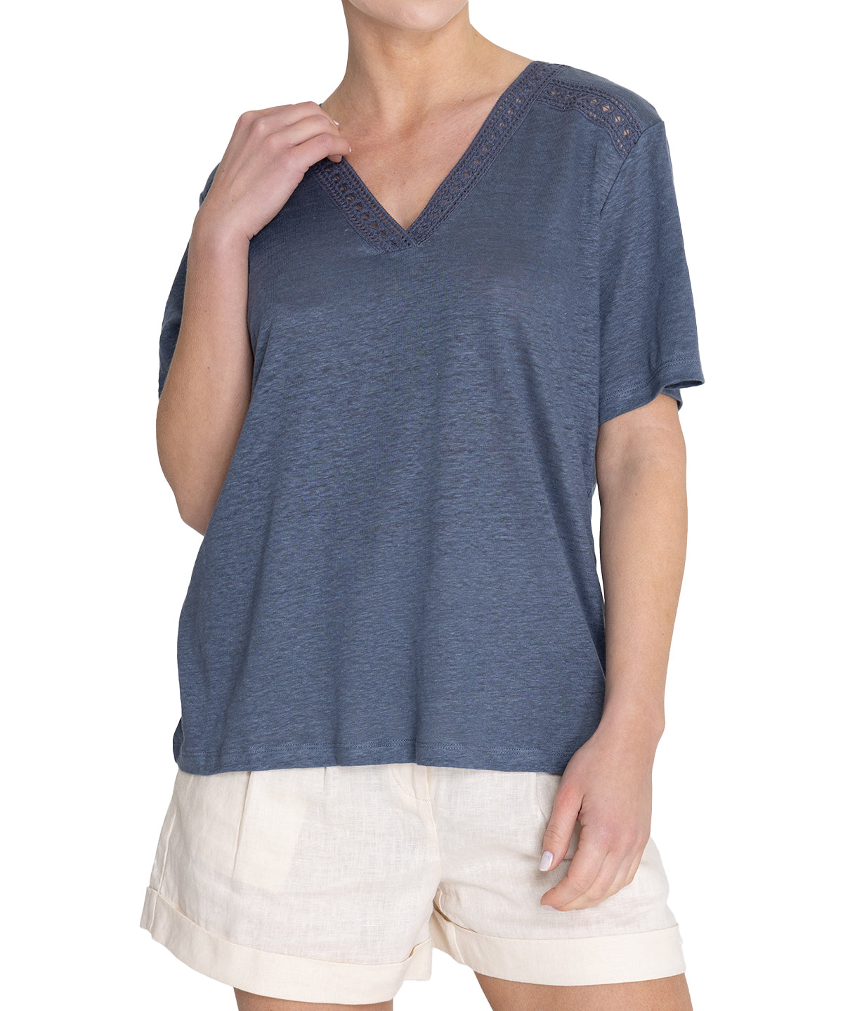 Polera Lino Orgánico Mujer Remini Azul Rockford