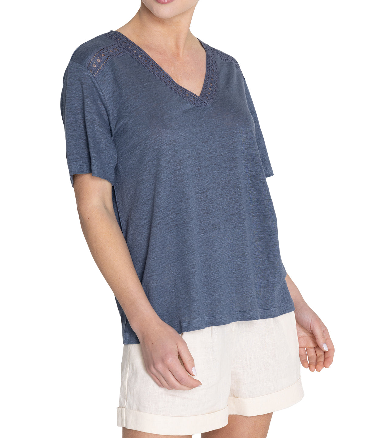 Polera Lino Orgánico Mujer Remini Azul Rockford