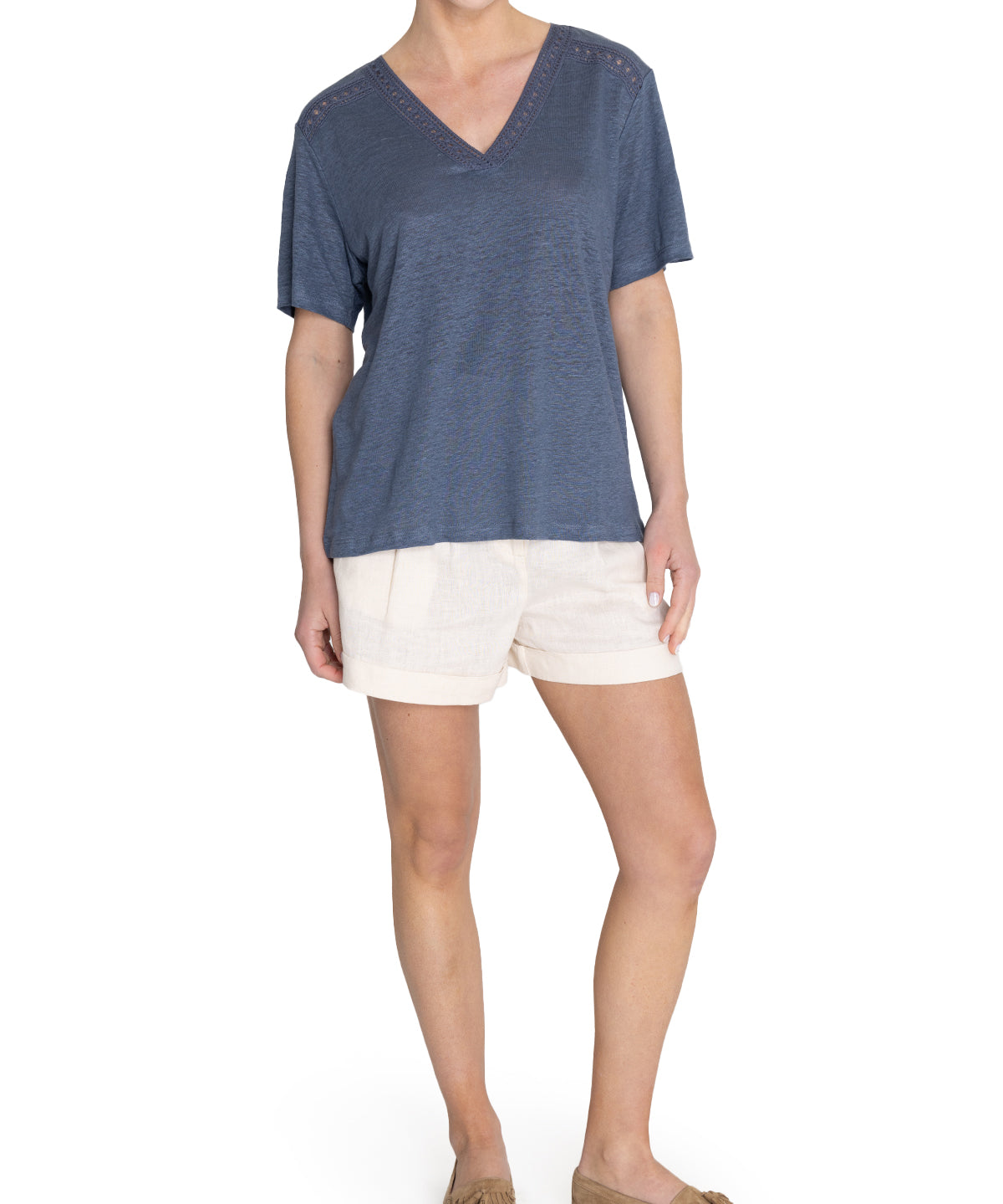 Polera Lino Orgánico Mujer Remini Azul Rockford