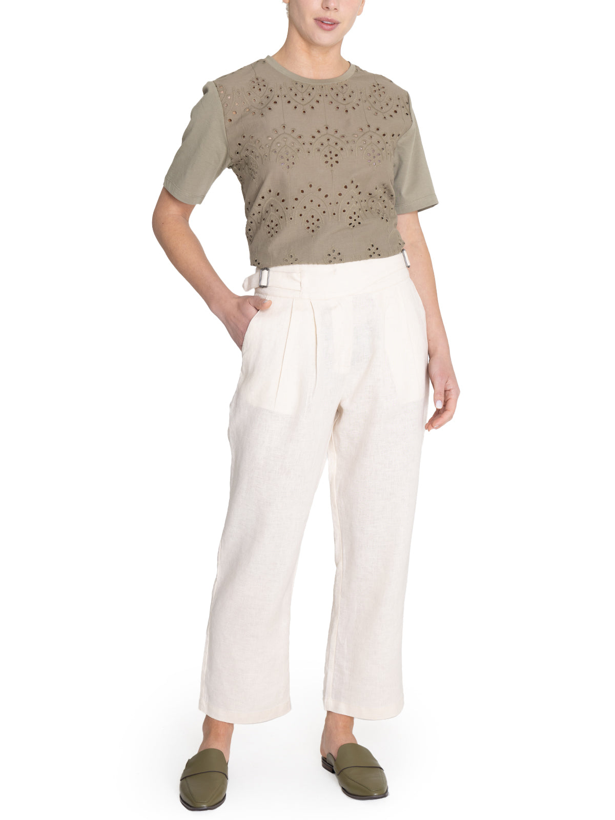 Pantalón Lino Orgánico Mujer Ava Beige Rockford