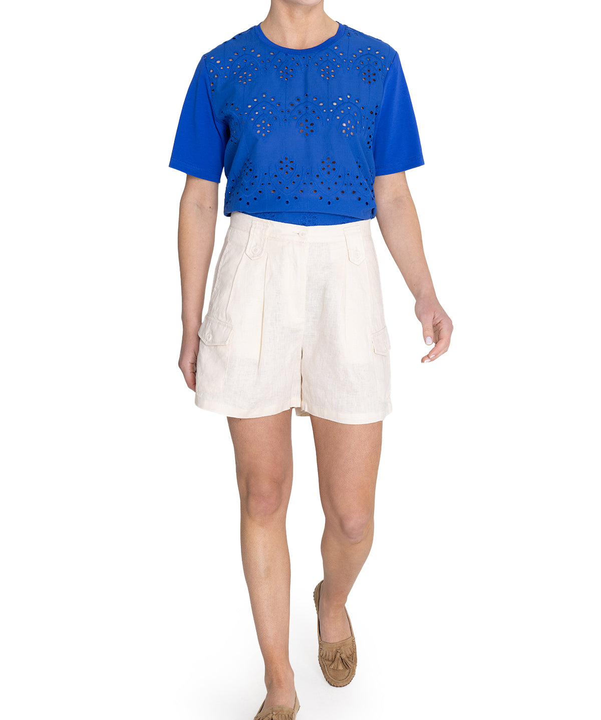 Short Lino Orgánico Mujer Rout Beige Rockford