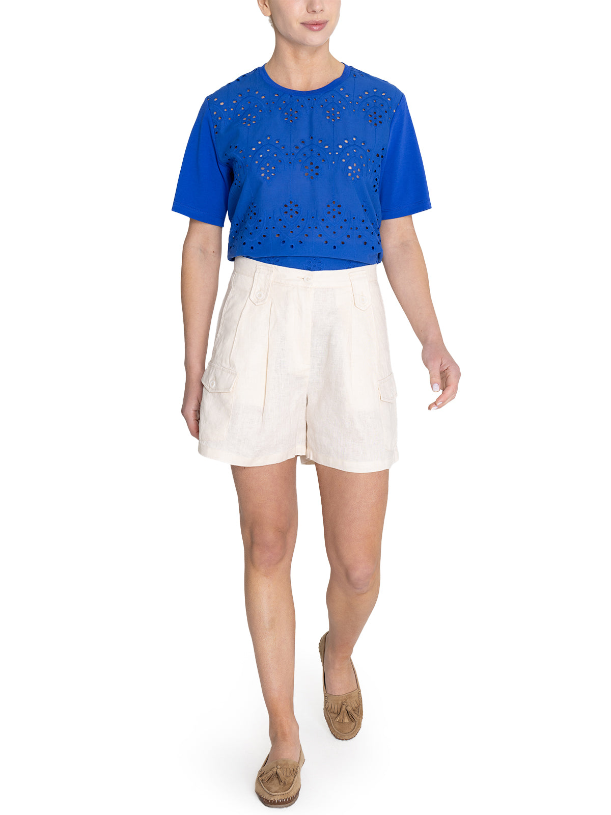 Short Lino Orgánico Mujer Rout Beige Rockford