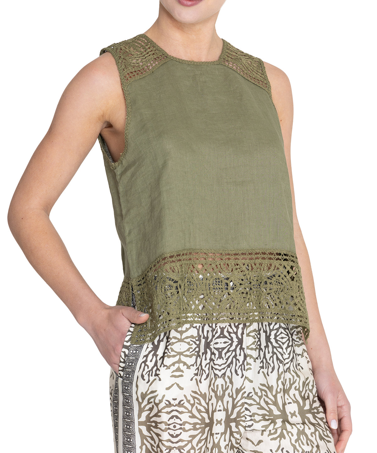 Blusa Lino Orgánico Mujer Mele Verde Rockford