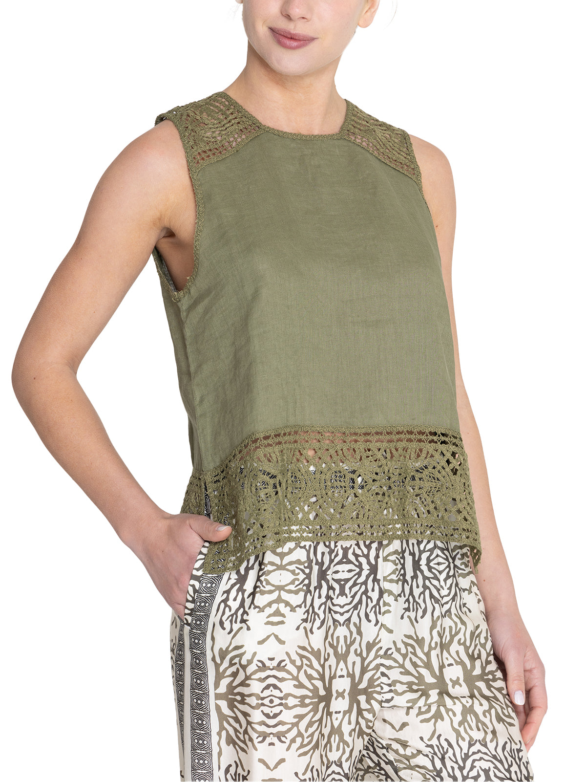 Blusa Lino Orgánico Mujer Mele Verde Rockford