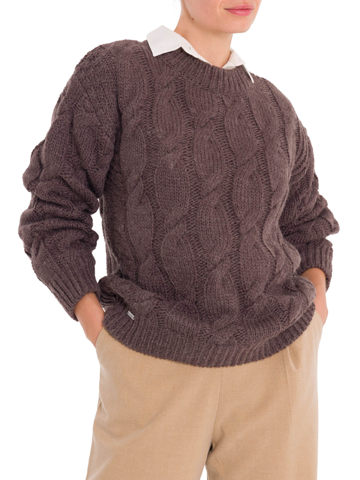 Sweater Fibras Naturales Mujer Rumany Café Rockford