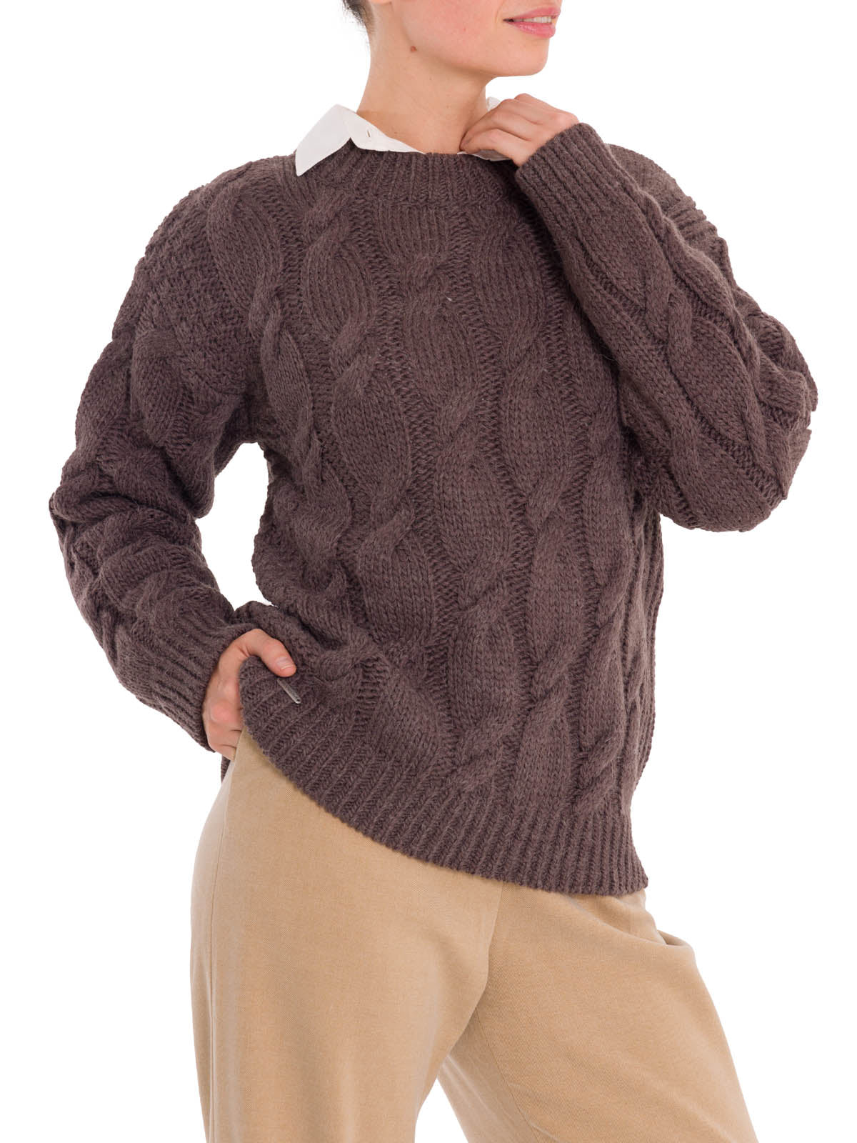 Sweater Fibras Naturales Mujer Rumany Café Rockford