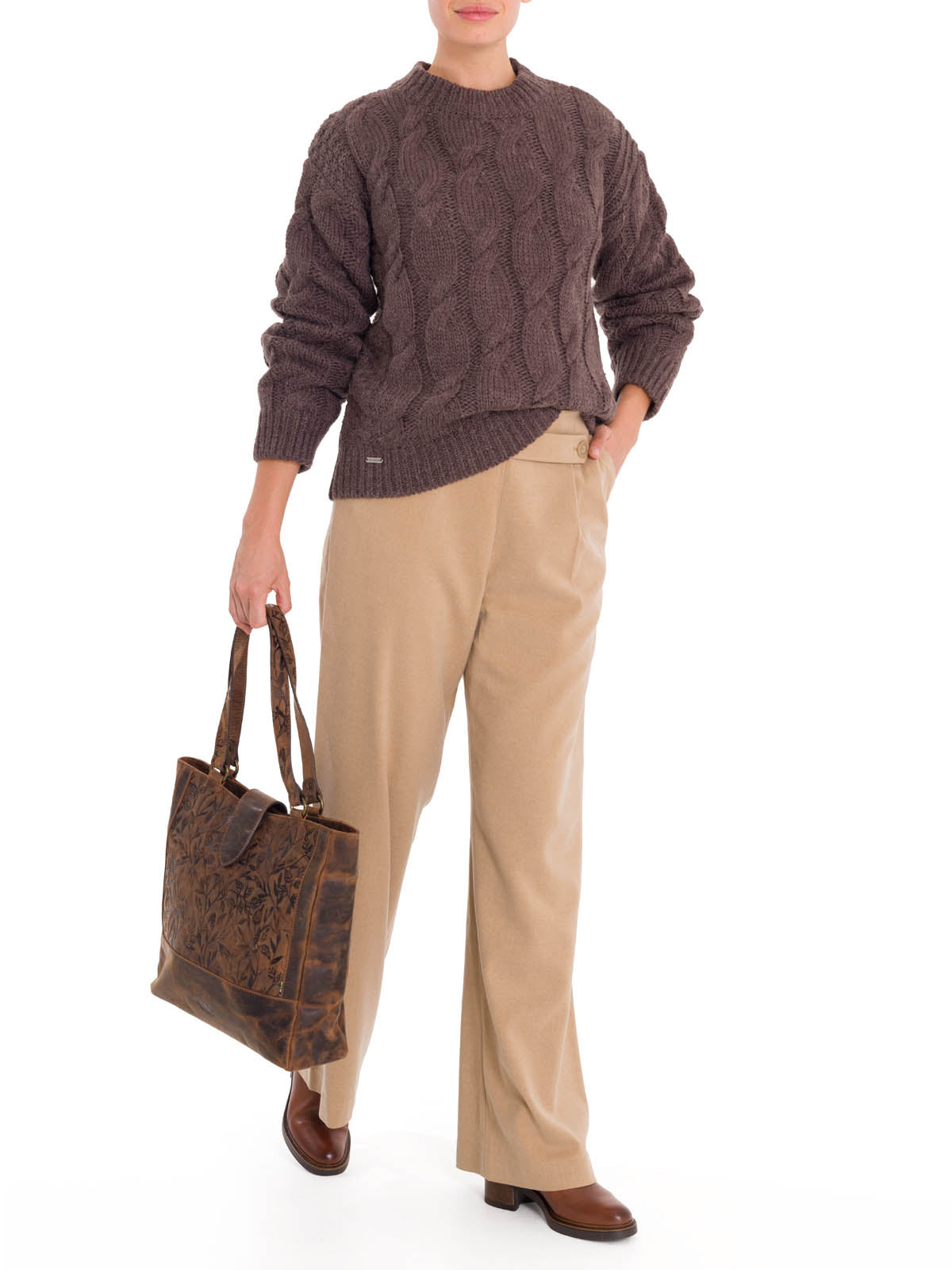 Sweater Fibras Naturales Mujer Rumany Café Rockford