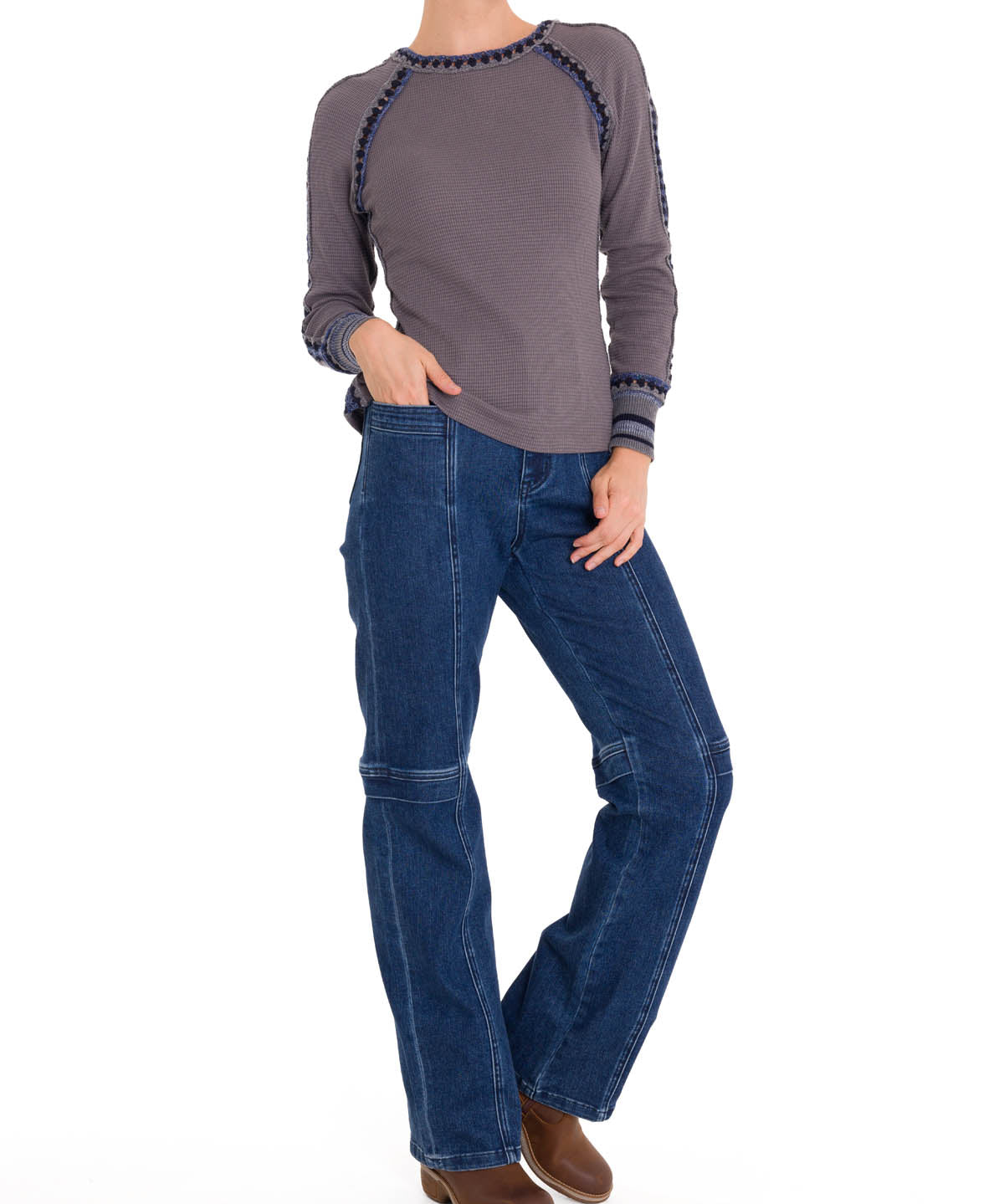 Polera Algodón Orgánico Mujer Maroma Azul Rockford