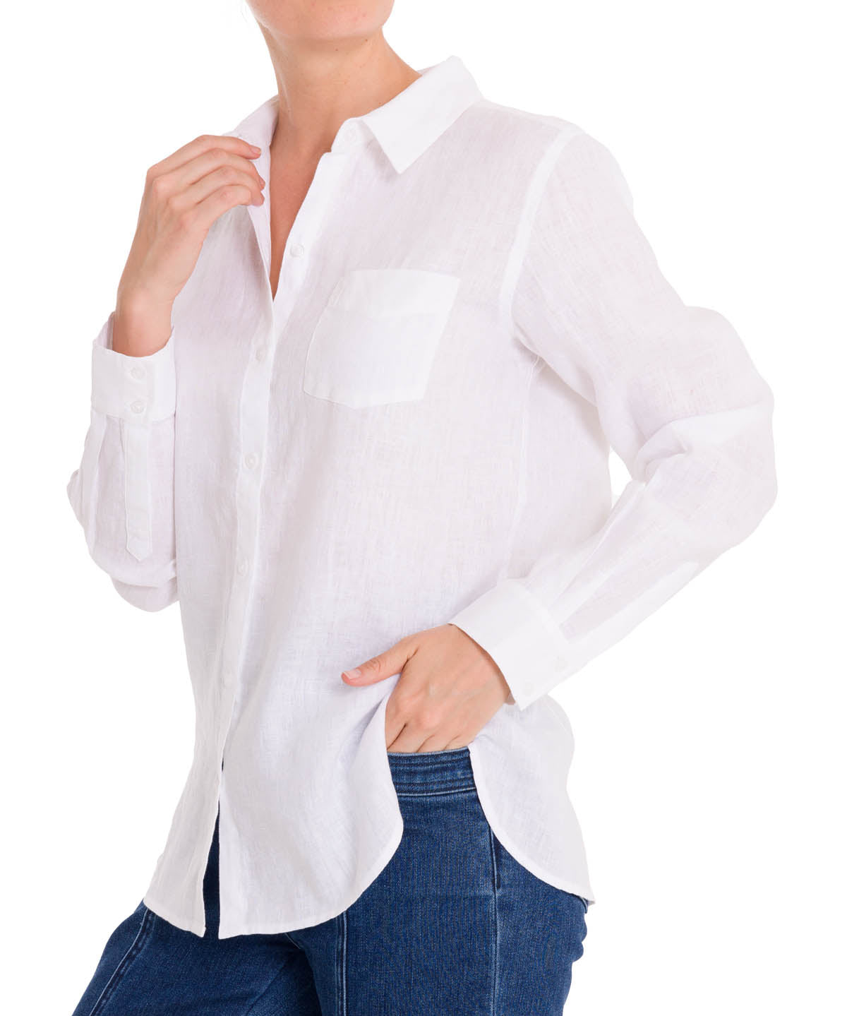 Blusa Lino Orgánico Mujer Lirio Blanco Rockford