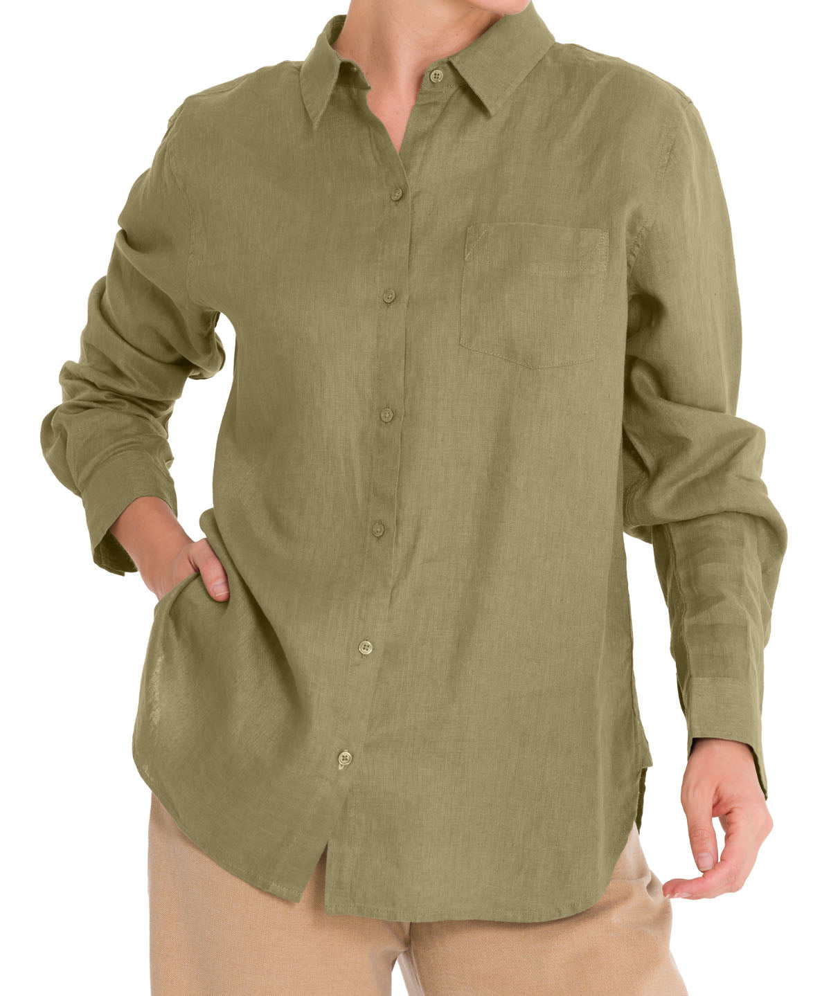 Blusa Lino Orgánico Mujer Lirio Verde Rockford