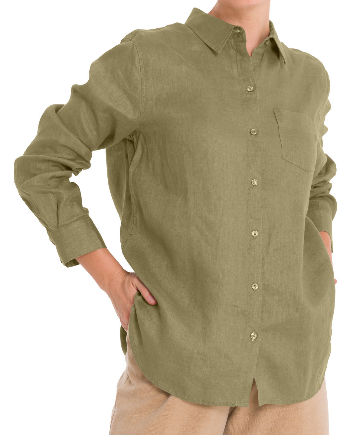 Blusa Lino Orgánico Mujer Lirio Verde Rockford