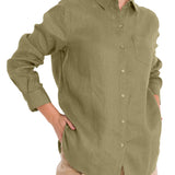 Blusa Lino Orgánico Mujer Lirio Verde Rockford