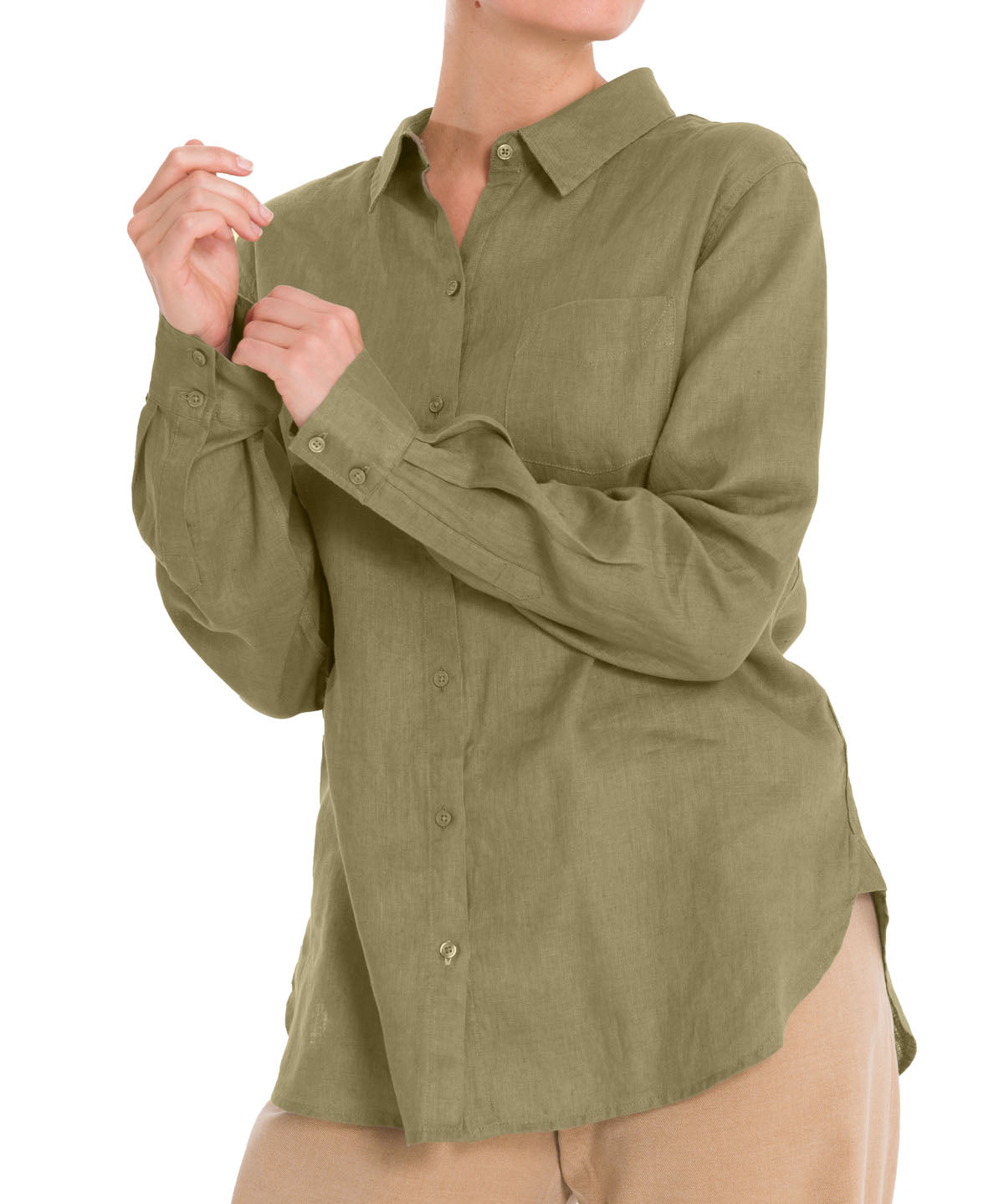 Blusa Lino Orgánico Mujer Lirio Verde Rockford