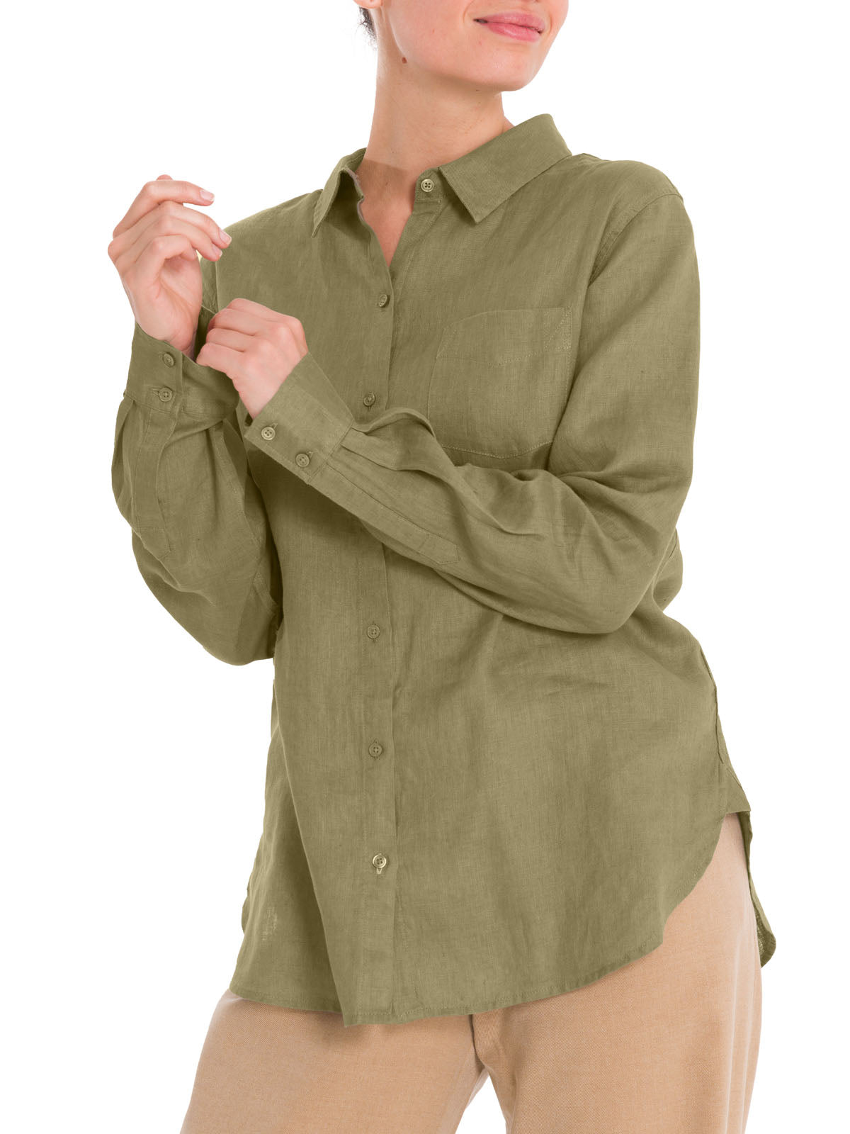 Blusa Lino Orgánico Mujer Lirio Verde Rockford