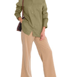 Blusa Lino Orgánico Mujer Lirio Verde Rockford