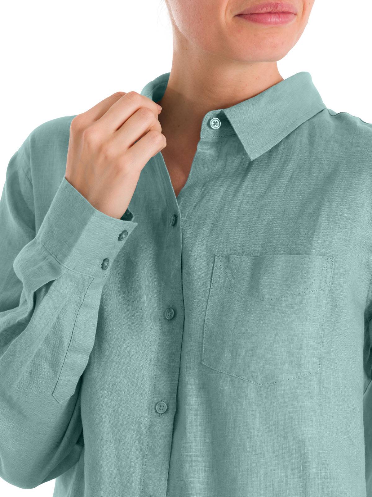 Blusa Lino Orgánico Mujer Lirio Celeste Rockford