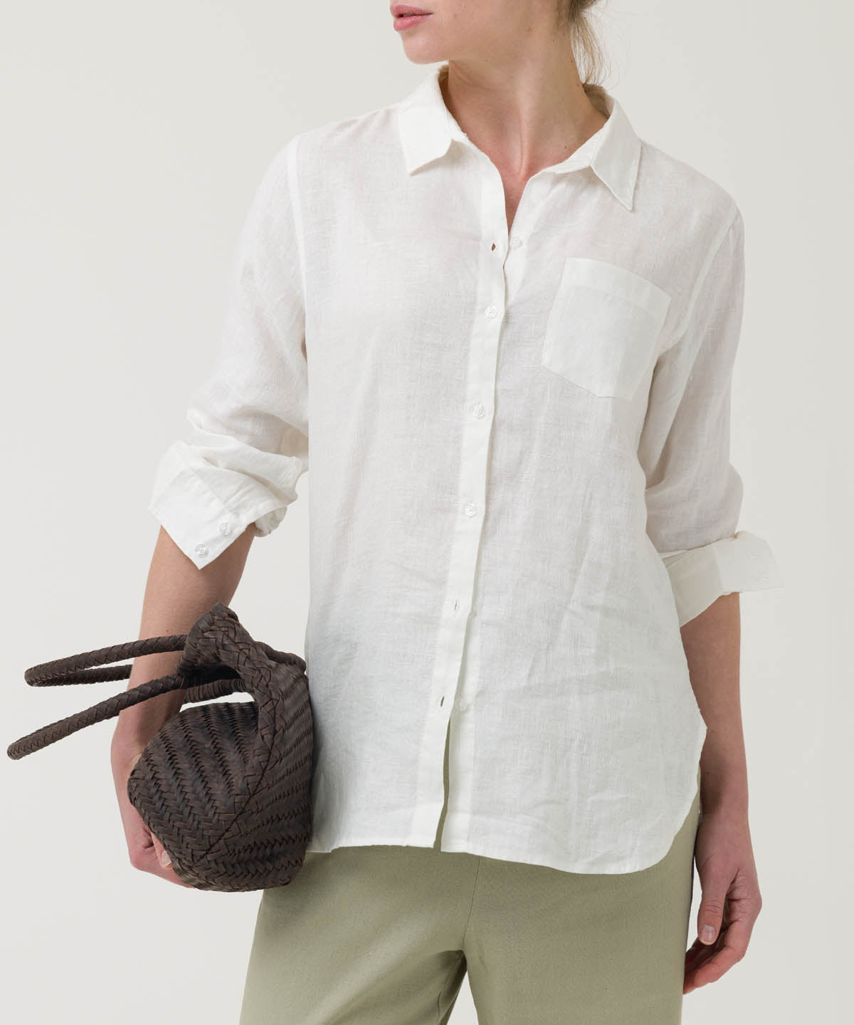 Blusa Lino Orgánico Mujer Lirio Blanco Rockford