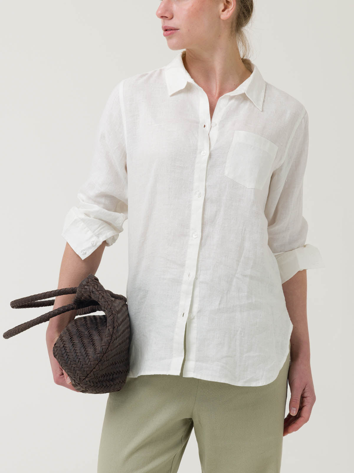 Blusa Lino Orgánico Mujer Lirio Blanco Rockford